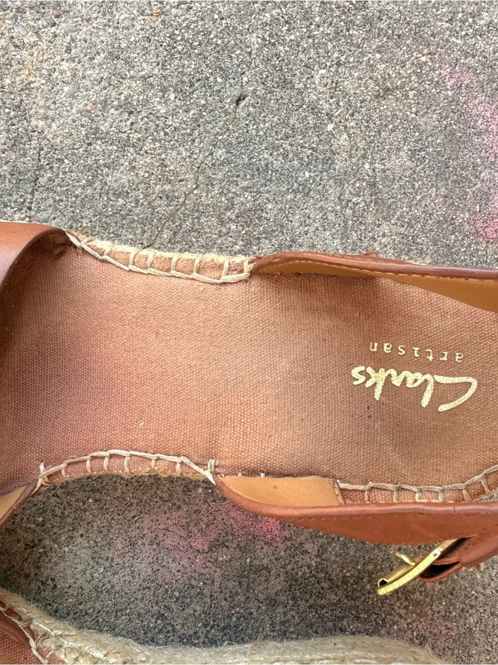 Clarks Tan Leather Espadrille Slingback Sandals